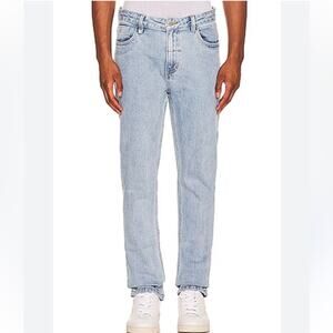 Men's THRILLS Bones denim jeans light wash dust blue straight leg 36